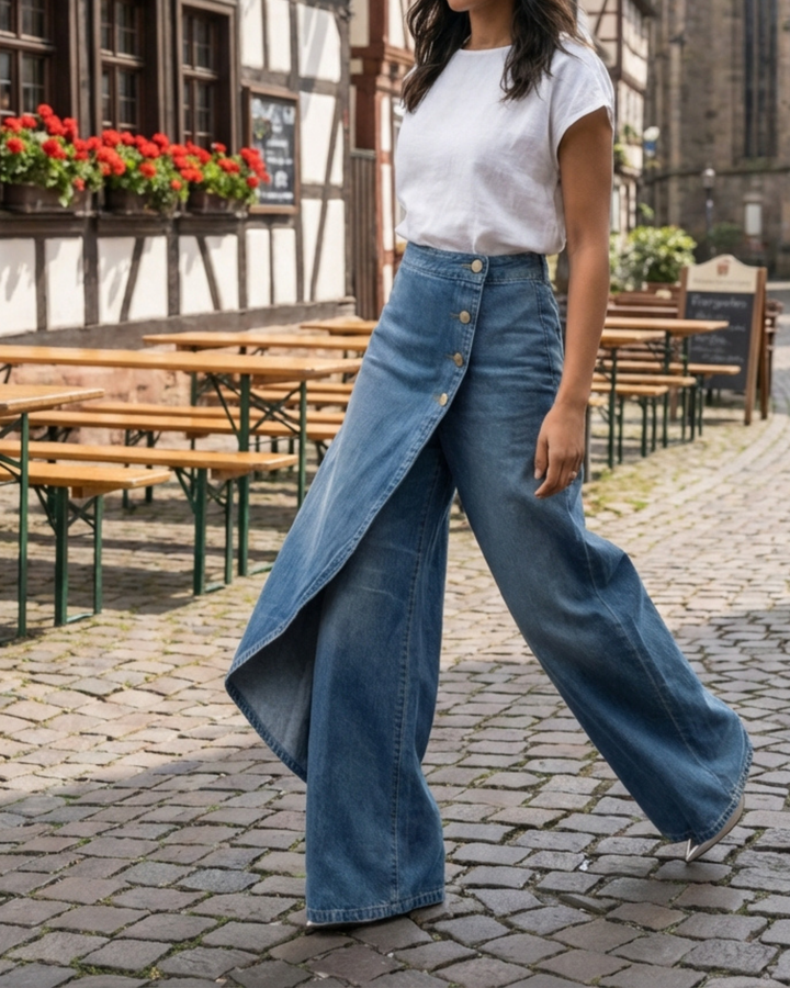 Pantalon Serena À Pinces En Jean