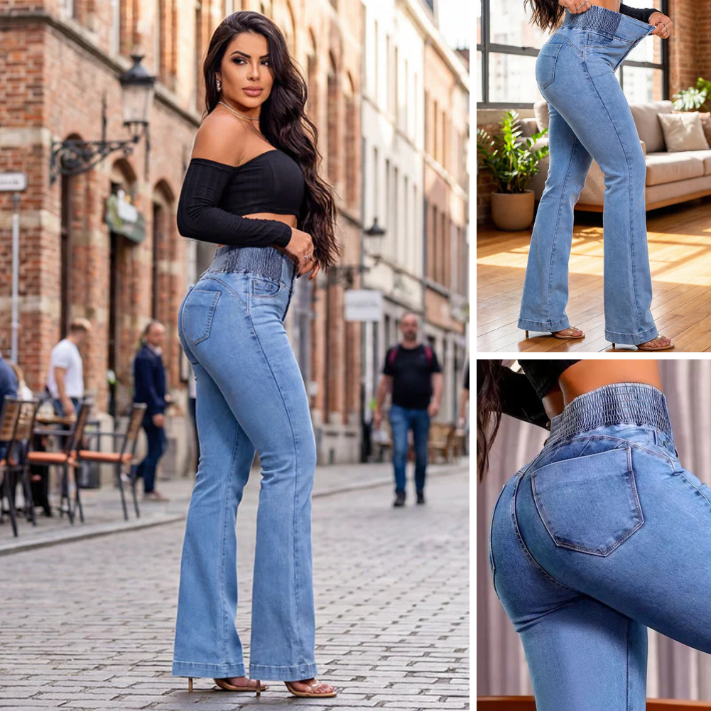 Jean évasé stretch - taille haute