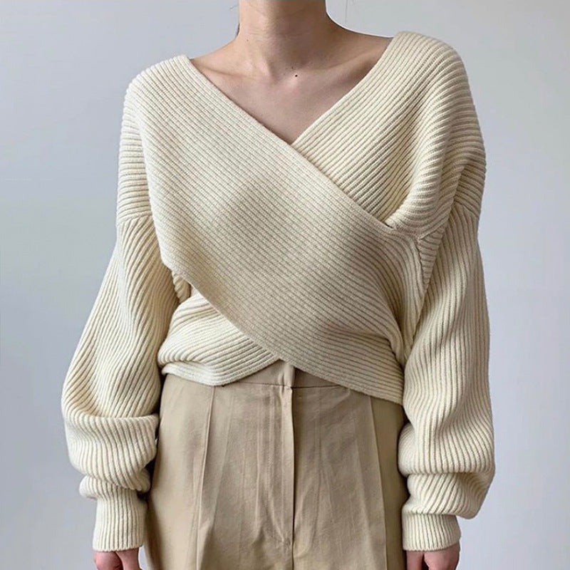Avabloomly™ | Pull en tricot croisé chic