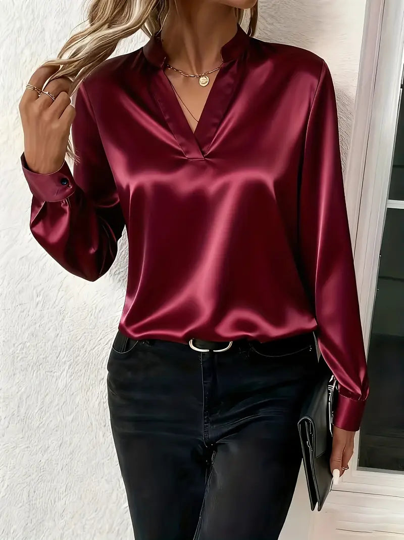 Claudine™ – Blouse satin élégante intemporelle raffinée