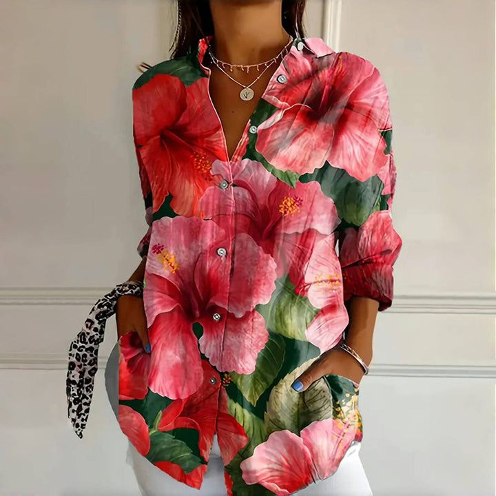 【Manches Longues】Blouse Vintage à Imprimé Floral