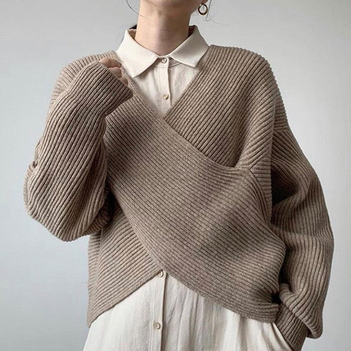 Avabloomly™ | Pull en tricot croisé chic
