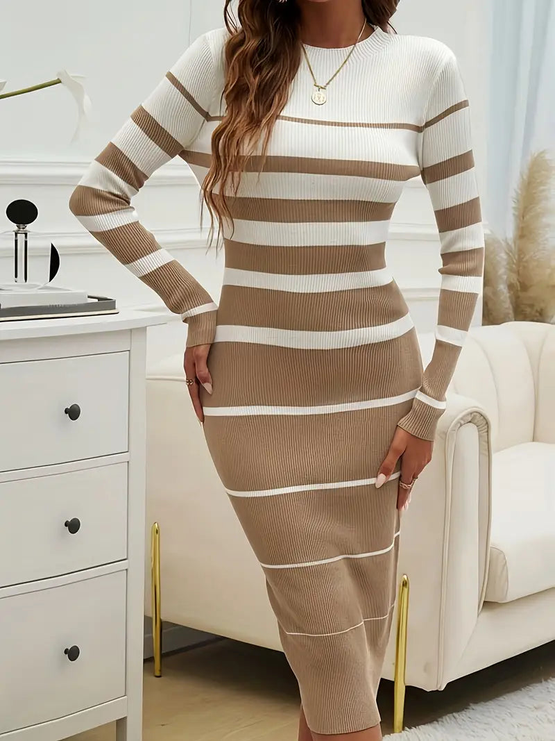 Robe À Bandes Moulante & Élégante