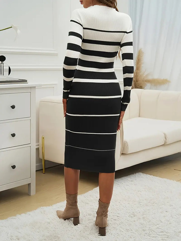 Robe À Bandes Moulante & Élégante