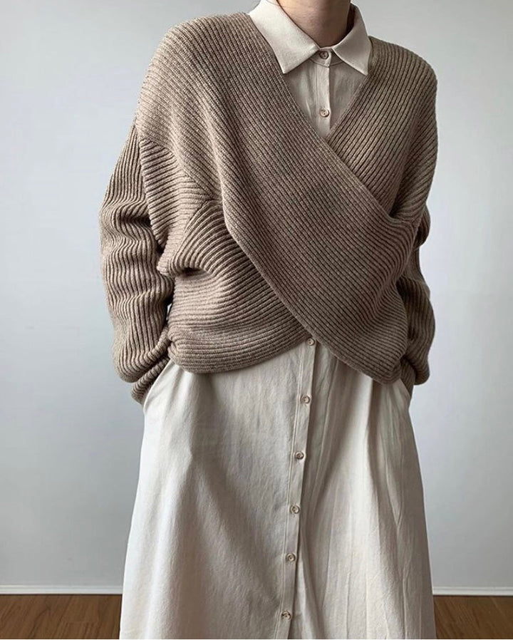 Avabloomly™ | Pull en tricot croisé chic