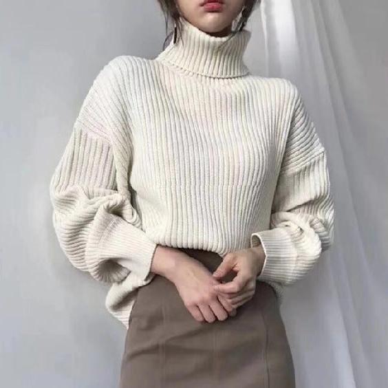 Avabloomly™ | Luxe Pull à col roulé et à manches ballon