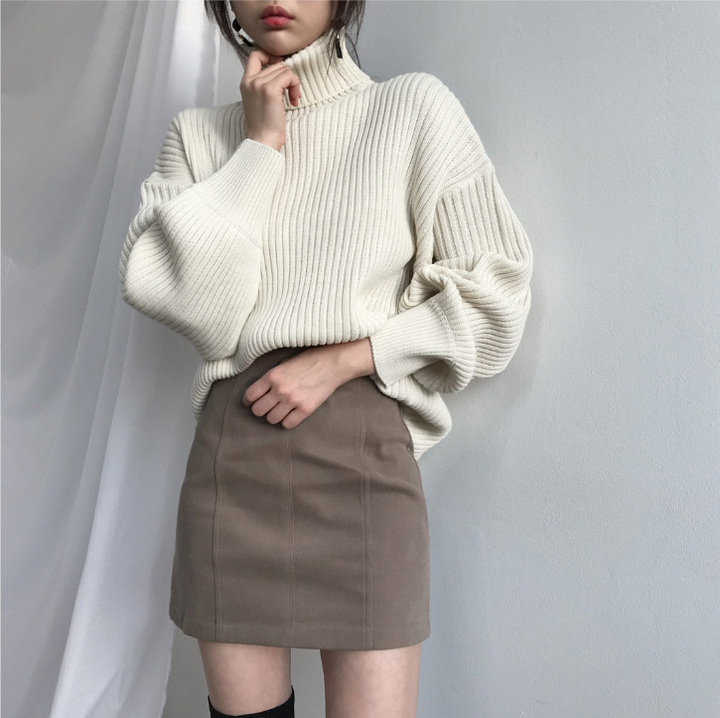 Avabloomly™ | Luxe Pull à col roulé et à manches ballon
