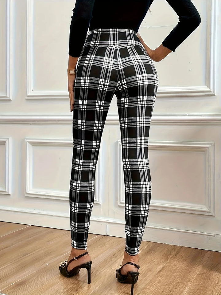 Pantalon Legging Taille Haute À Carreaux