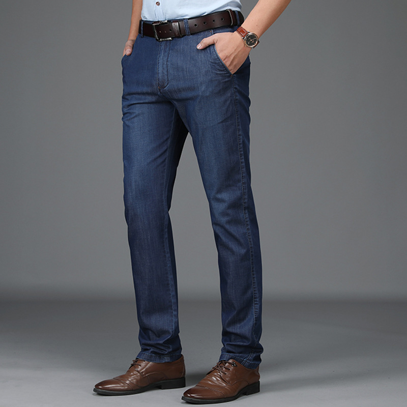 Jeans En Denim Extensible À Coupe Classique Pour Homme