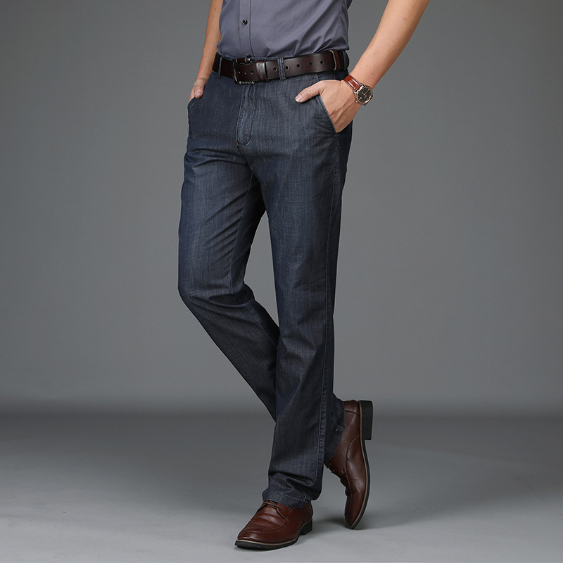 Jeans En Denim Extensible À Coupe Classique Pour Homme