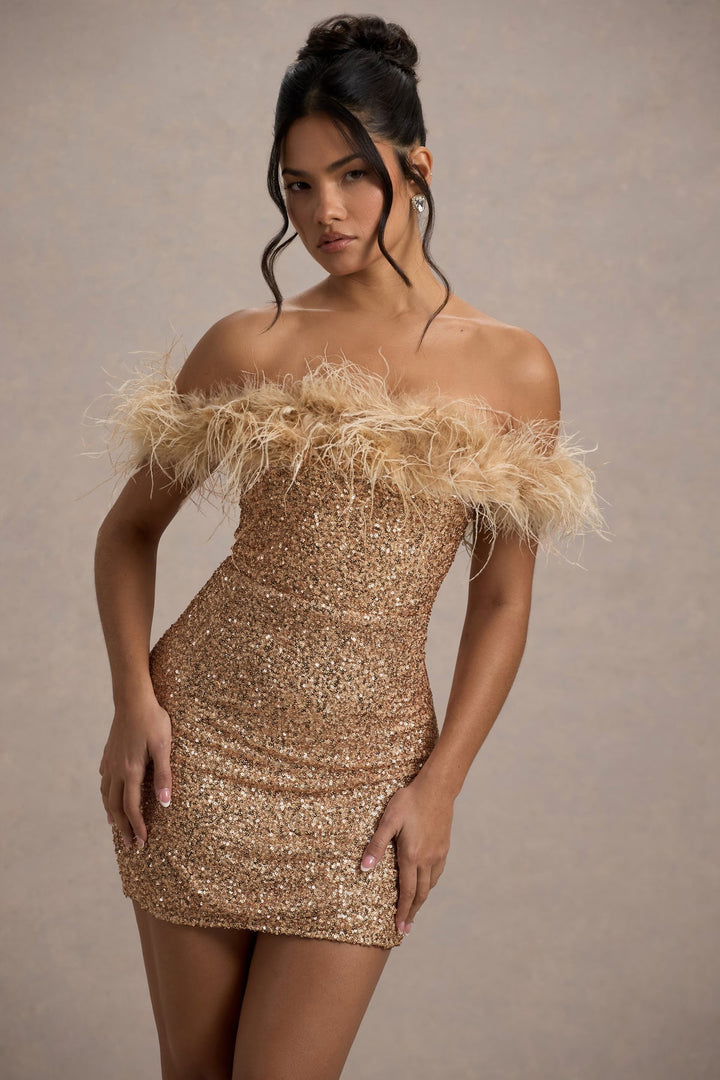 Avabloomly™ | Robe à pailettes avec plumes