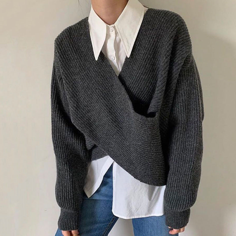 Avabloomly™ | Pull en tricot croisé chic