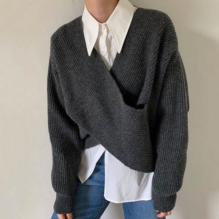 Avabloomly™ | Pull en tricot croisé chic