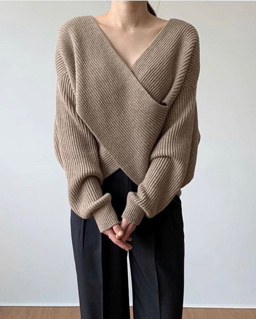 Avabloomly™ | Pull en tricot croisé chic